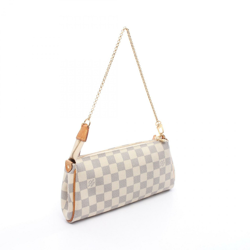 LOUIS VUITTON Eva 單肩包 手提包 N55214 Damier Azur 帆布 白色 二手 女士 LV-1