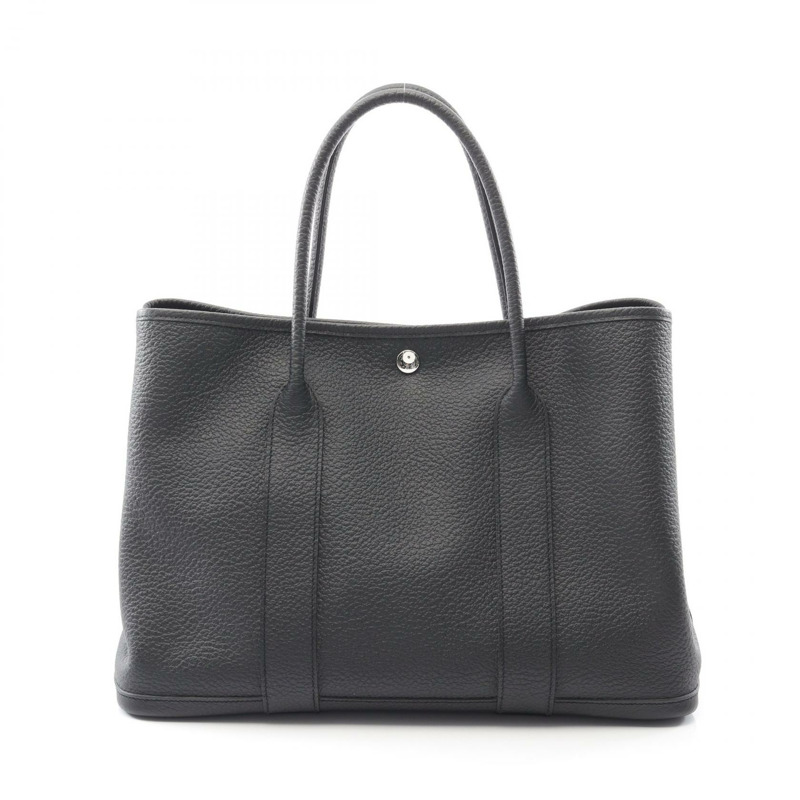 HERMES Garden Party PM Steeple Cadrege 手提包 Negonda 皮革黑色二手 T SHW-0