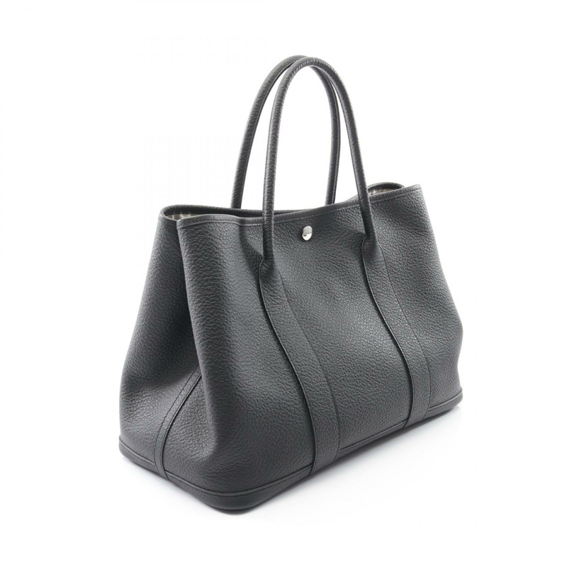 HERMES Garden Party PM Steeple Cadrege 手提包 Negonda 皮革黑色二手 T SHW-1