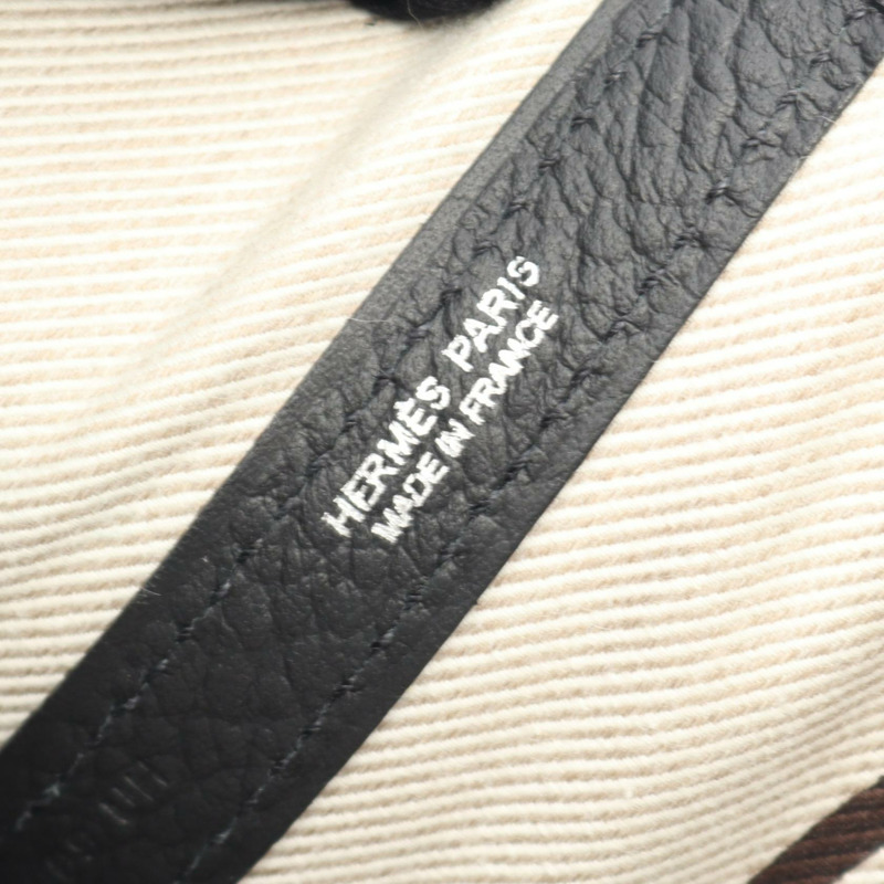 HERMES Garden Party PM Steeple Cadrege 手提包 Negonda 皮革黑色二手 T SHW-3
