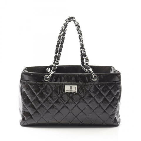 CHANEL 2.55 鏈條托特包 漆皮 黑色 二手 女款 SHW COCO CC