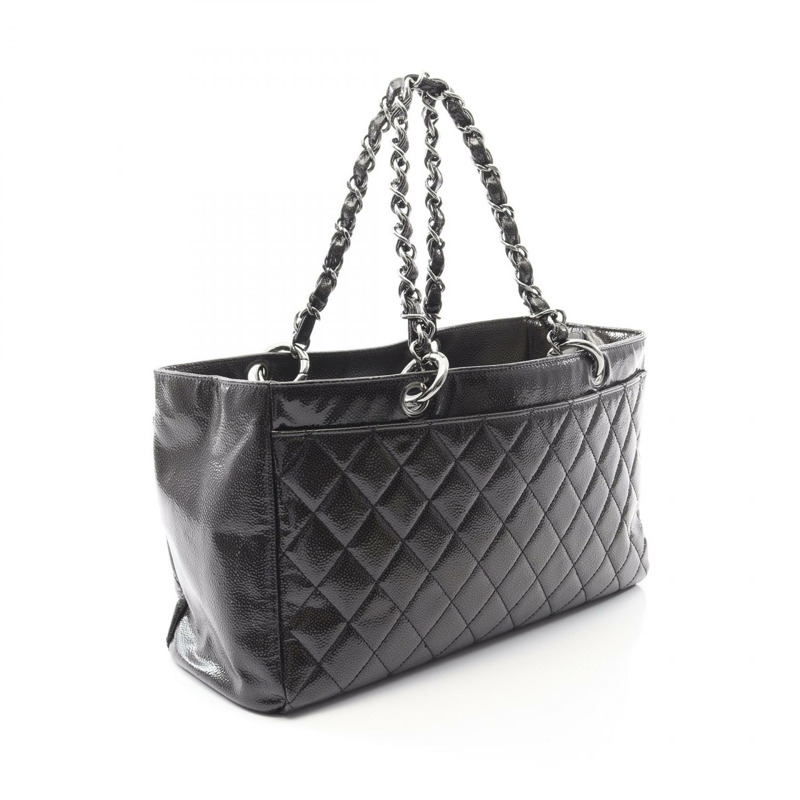 CHANEL 2.55 鏈條托特包 漆皮 黑色 二手 女款 SHW COCO CC-1