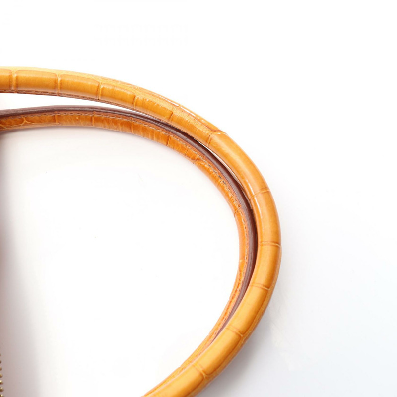 HERMES Bolide31 藏紅花手提包 異國皮革 孔氏鱷魚皮 裂解 棕色 二手 女士-9