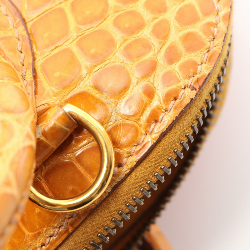 HERMES Bolide31 藏紅花手提包 異國皮革 孔氏鱷魚皮 裂解 棕色 二手 女士-10