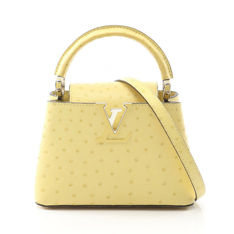 LOUIS VUITTON Capucine MINI 手提包 N81196 鴕鳥皮 黃色 二手 女士