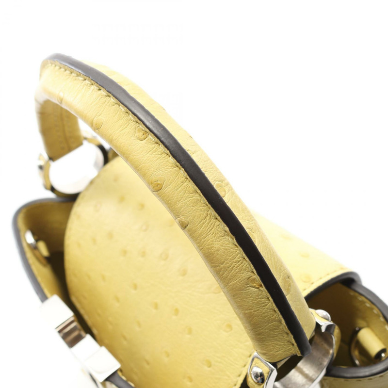 LOUIS VUITTON Capucine MINI 手提包 N81196 鴕鳥皮 黃色 二手 女士-4