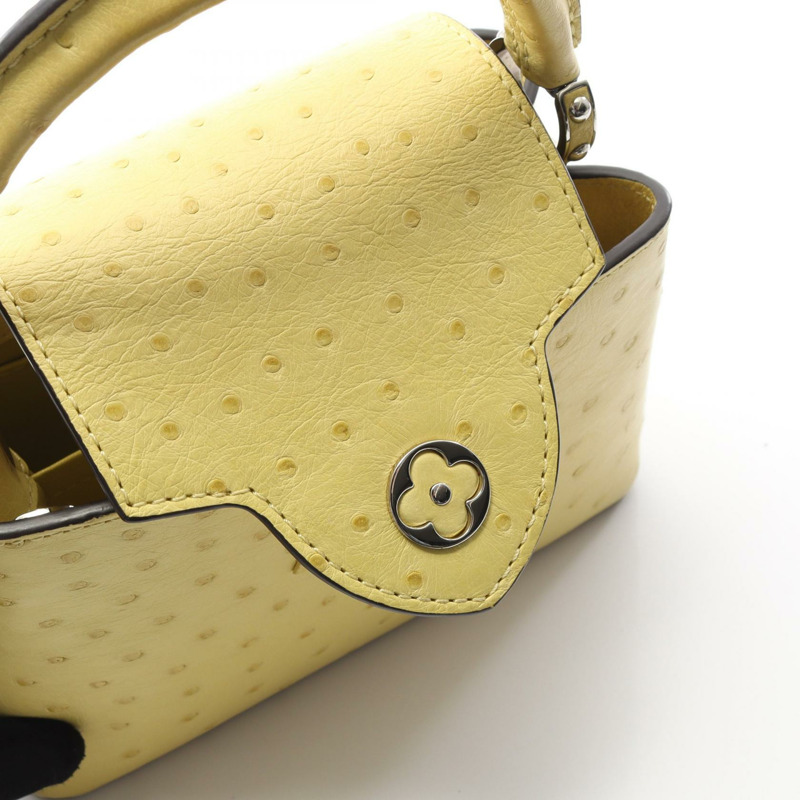 LOUIS VUITTON Capucine MINI 手提包 N81196 鴕鳥皮 黃色 二手 女士-6