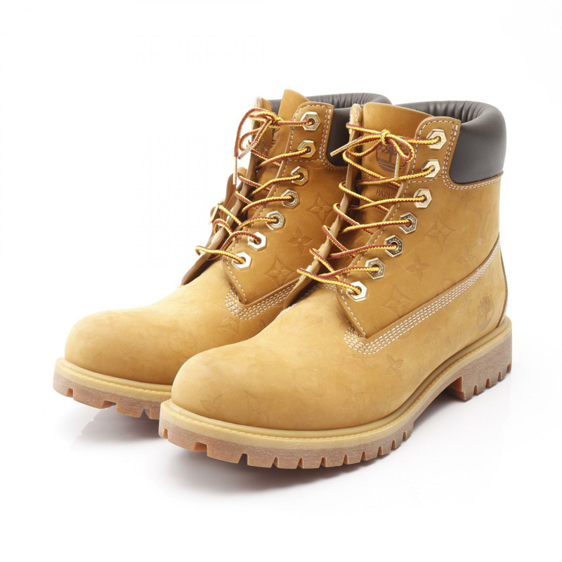 LOUIS VUITTON LV x Timberland 6 吋踝靴皮革棕色米色#9 二手男款-0