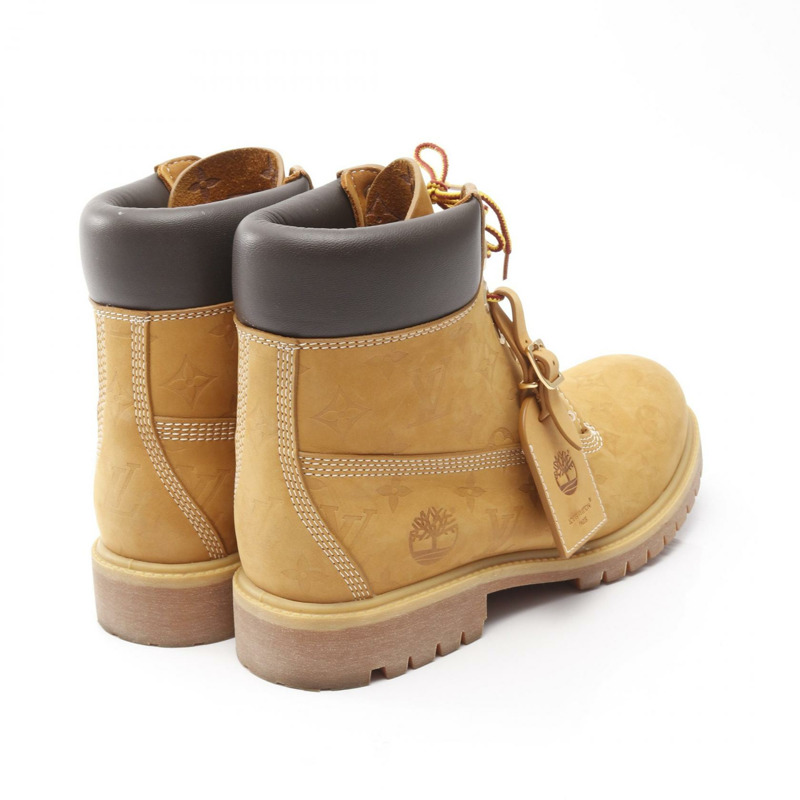 LOUIS VUITTON LV x Timberland 6 吋踝靴皮革棕色米色#9 二手男款-1