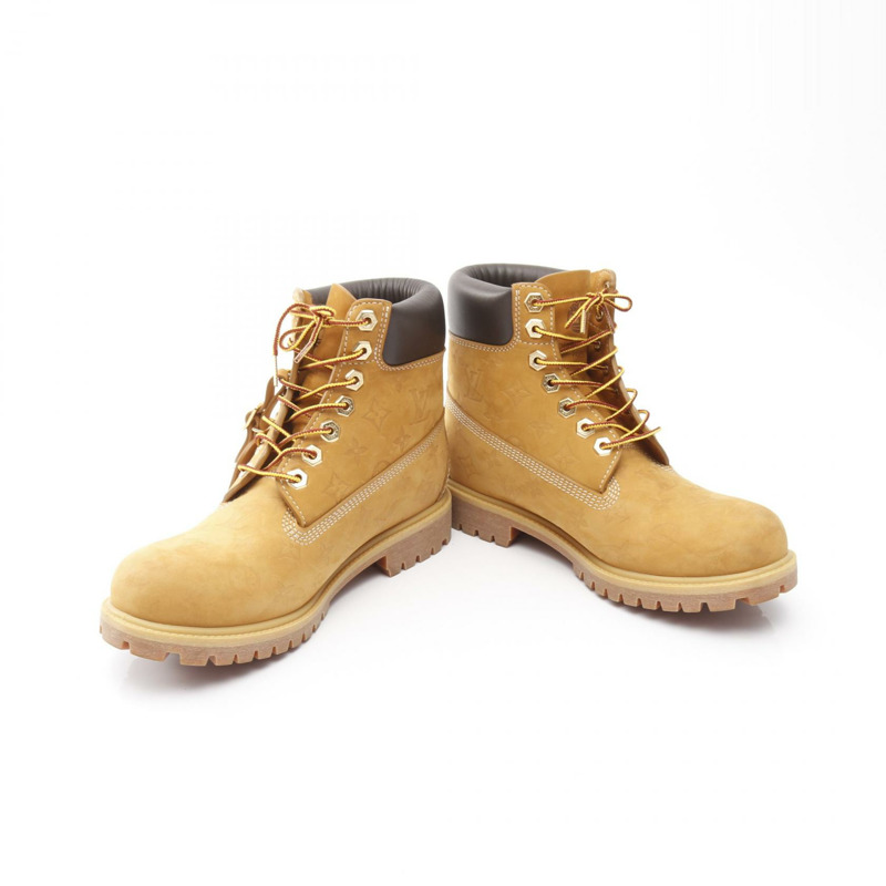 LOUIS VUITTON LV x Timberland 6 吋踝靴皮革棕色米色#9 二手男款-2
