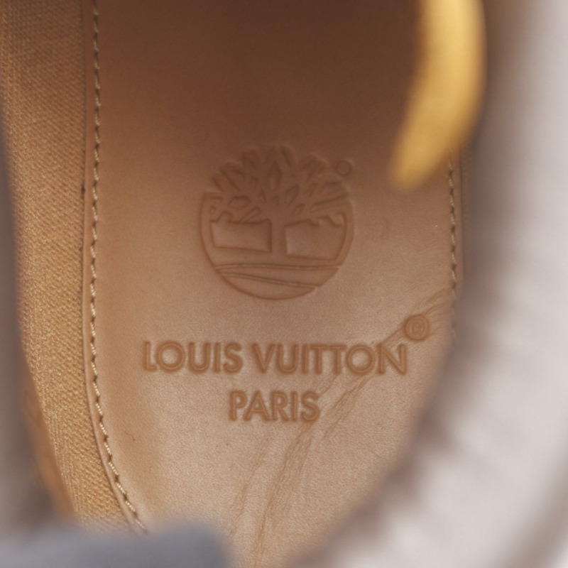 LOUIS VUITTON LV x Timberland 6 吋踝靴皮革棕色米色#9 二手男款-4