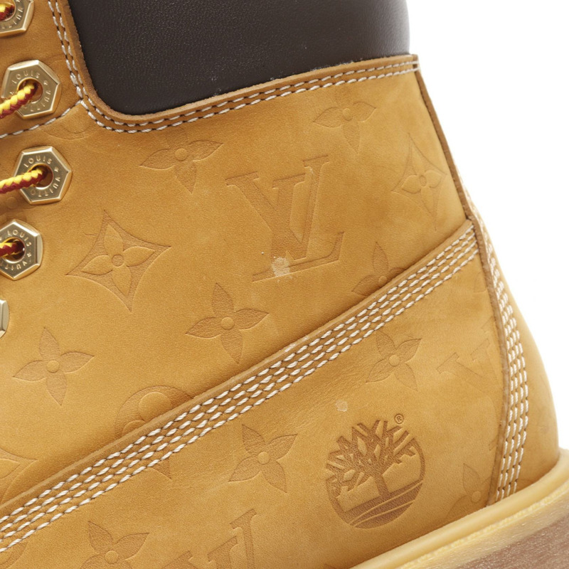 LOUIS VUITTON LV x Timberland 6 吋踝靴皮革棕色米色#9 二手男款-10