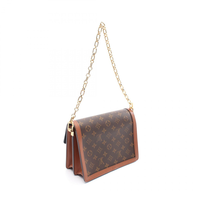 LOUIS VUITTON Dauphine MM 鏈條單肩包 M45958 Monogram Reverse 棕色 二手-1