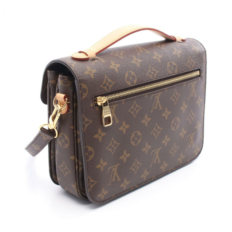 LOUIS VUITTON Pochette Metis MM 斜背包 手提包 M44875 Monogram 皮革 棕色-1