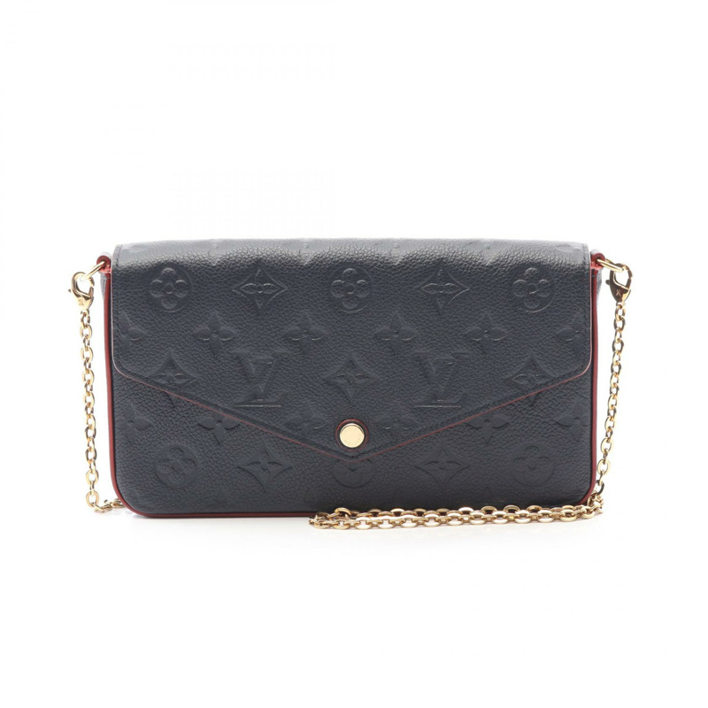 路易威登 Pochette Felice 鏈條單肩包 M64099 Monogram empreinte 海軍藍-0