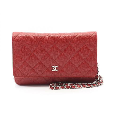 CHANEL Matelasse 單肩包 AP0250 皮革粒面小牛皮 紅色 二手 女士 SHW