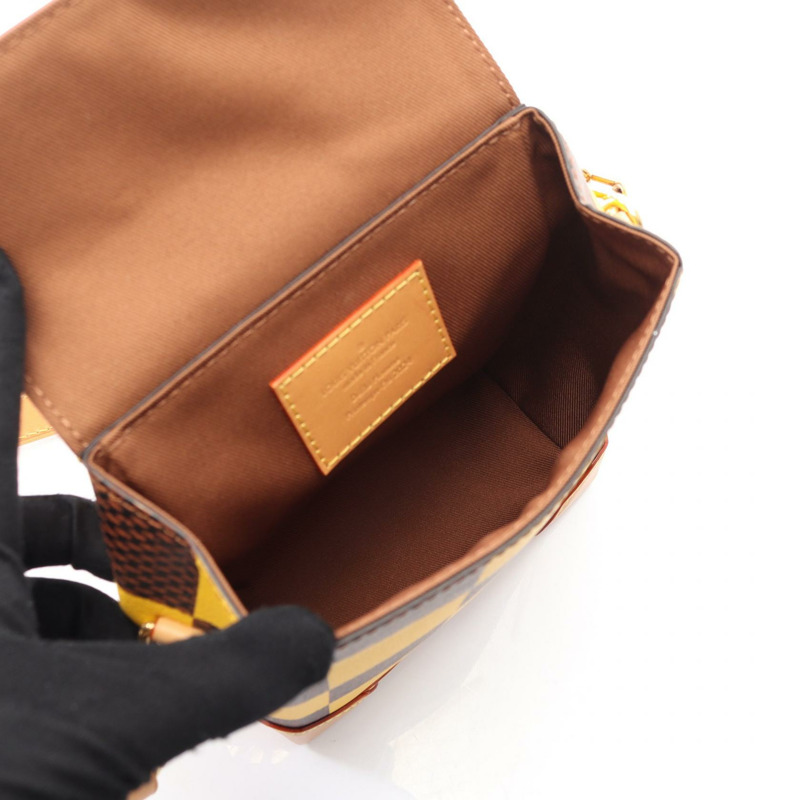 LOUIS VUITTON Nano Steamer 單肩斜背包 N40536 Damier 皮革 二手 LV-2