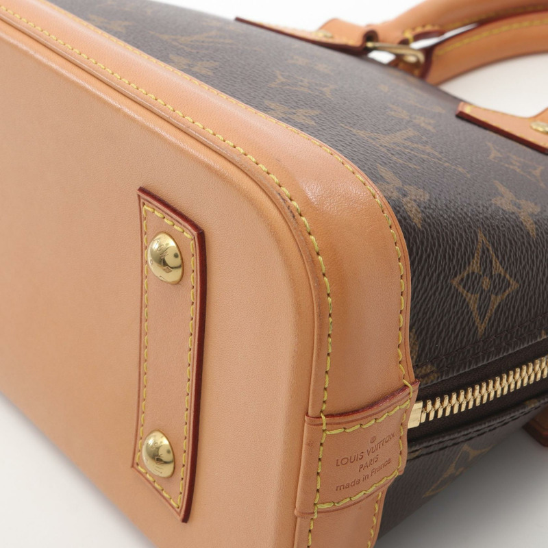 LOUIS VUITTON Alma BB 斜背包 手提包 M53152 Monogram 皮革 棕色-5