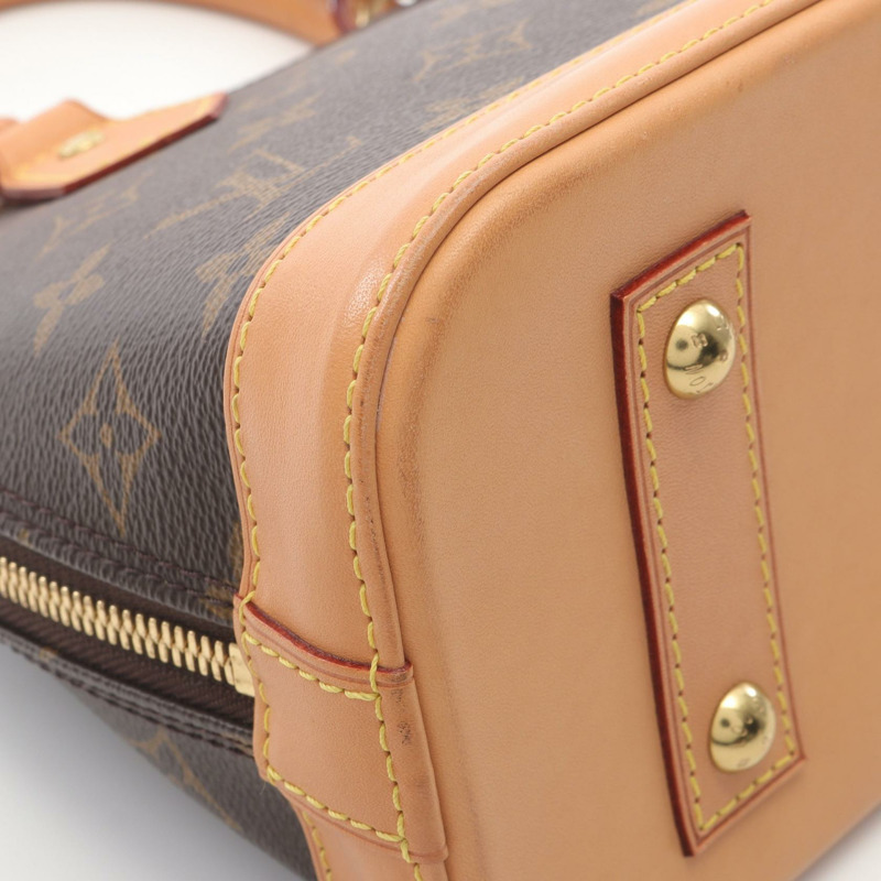 LOUIS VUITTON Alma BB 斜背包 手提包 M53152 Monogram 皮革 棕色-6
