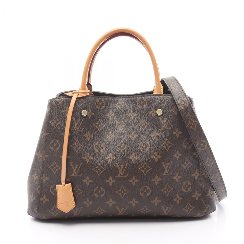 LOUIS VUITTON Montaigne 中型單肩包 手提包 M41056 Monogram 皮革 棕色-0