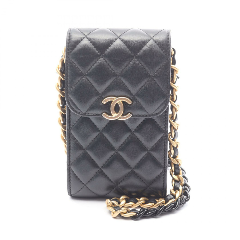 CHANEL Matelasse 鏈條單肩斜背包 皮革 黑色 二手 女款 CC-0