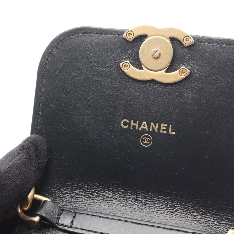 CHANEL Matelasse 鏈條單肩斜背包 皮革 黑色 二手 女款 CC-6