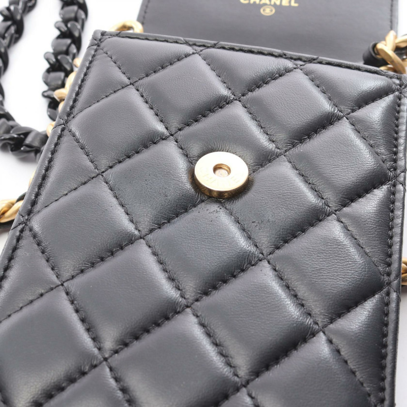 CHANEL Matelasse 鏈條單肩斜背包 皮革 黑色 二手 女款 CC-7