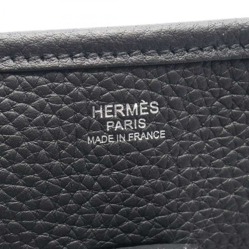 HERMES Evelyne 3 PM 單肩包 Clemence 皮革黑色二手斜背包 K SHW-3