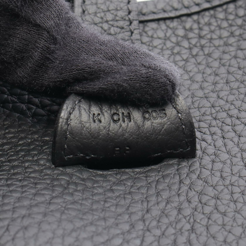 HERMES Evelyne 3 PM 單肩包 Clemence 皮革黑色二手斜背包 K SHW-4