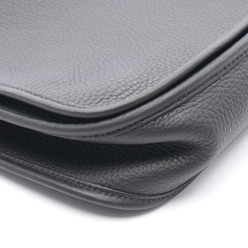 HERMES Evelyne 3 PM 單肩包 Clemence 皮革黑色二手斜背包 K SHW-5