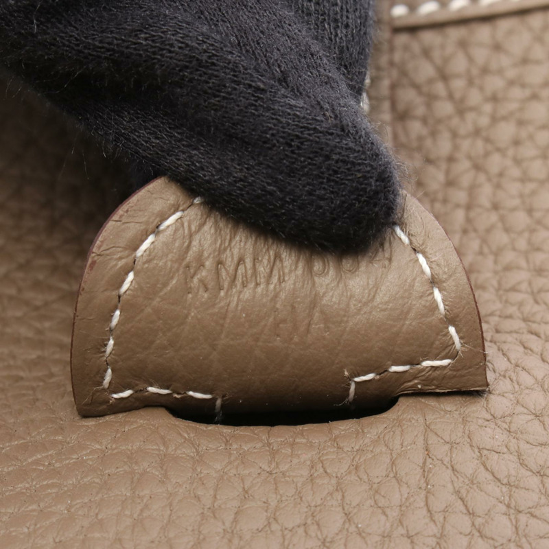 HERMES Evelyne 3 PM 單肩包 Clemence 皮革 Etoupe 灰色 二手 女款 GHW K-4
