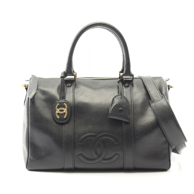 CHANEL Jumbo COCO Mark 手提包 小牛皮 黑色 二手 GHW-0
