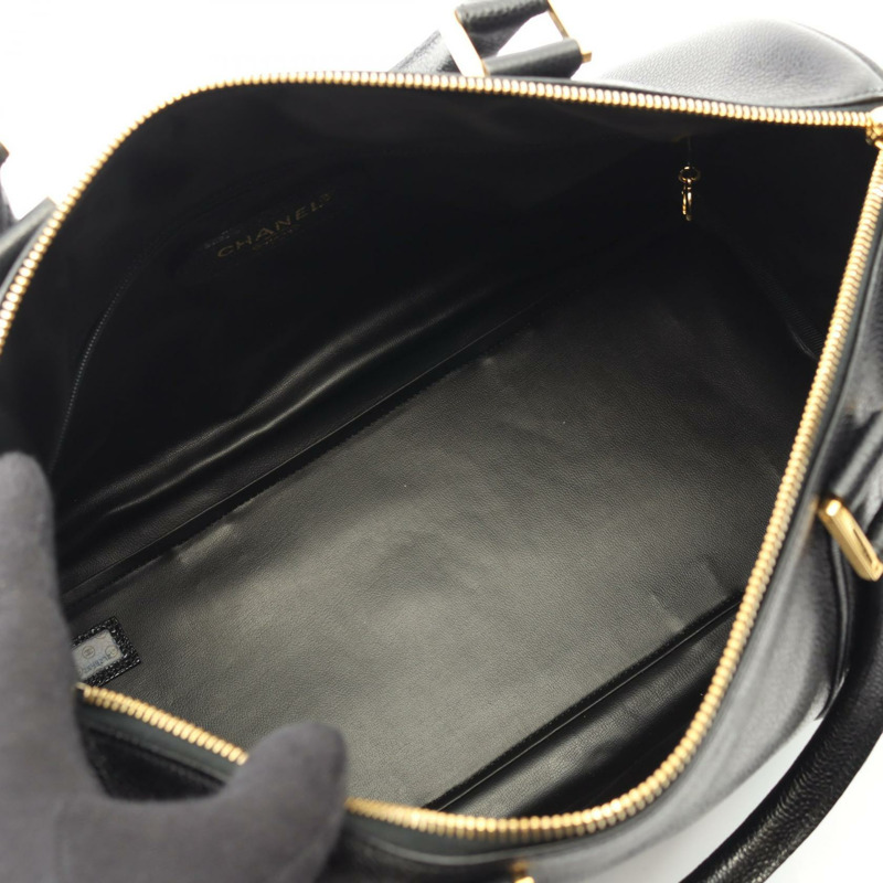 CHANEL Jumbo COCO Mark 手提包 小牛皮 黑色 二手 GHW-2
