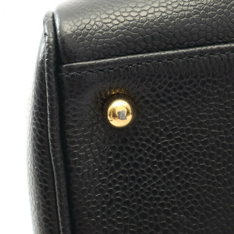CHANEL Jumbo COCO Mark 手提包 小牛皮 黑色 二手 GHW-9