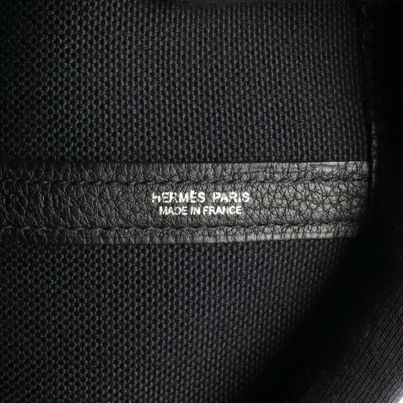 HERMES Garden file PM 單肩托特包 Toile 軍用帆布皮革黑色二手-3