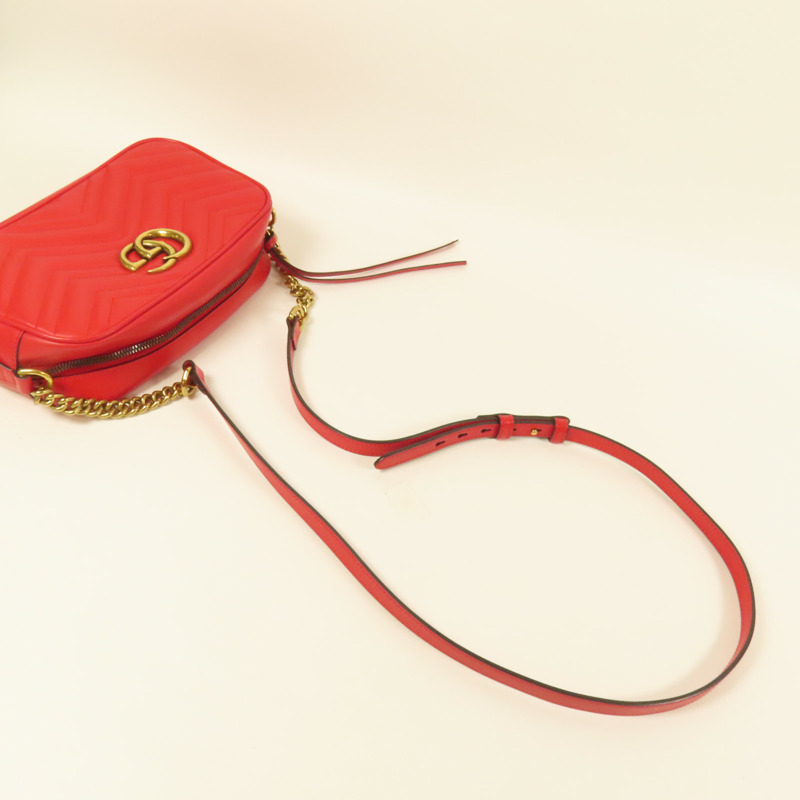 GUCCI 牛皮皮革GG Marmont金扣肩背袋-8