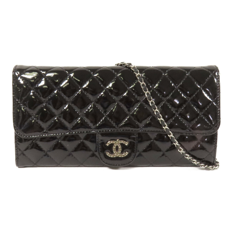 CHANEL 漆皮皮革WOC Wallet On Chain銀扣鏈帶肩背袋-0
