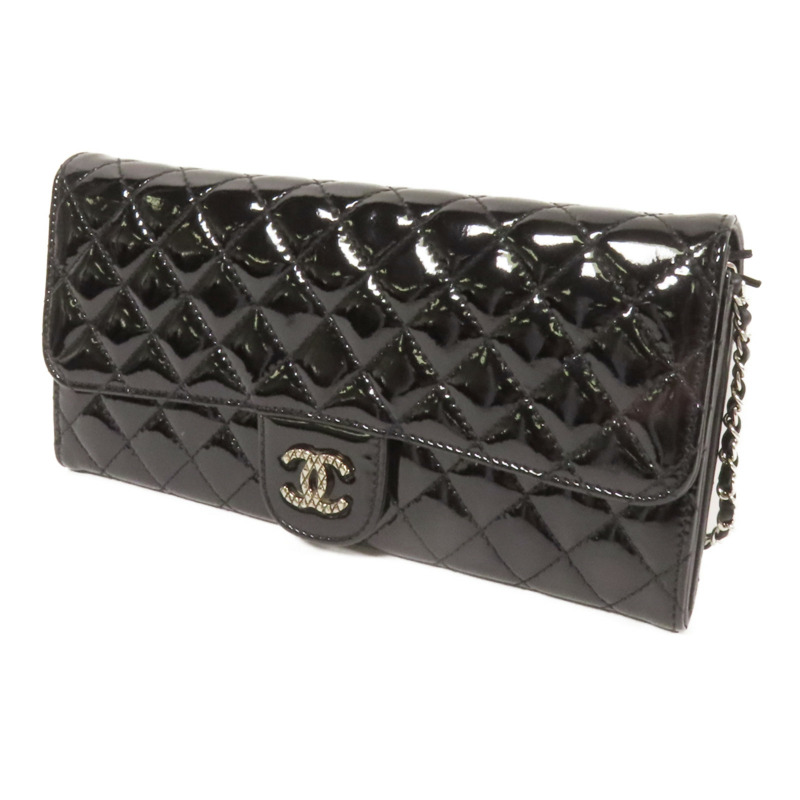 CHANEL 漆皮皮革WOC Wallet On Chain銀扣鏈帶肩背袋-1