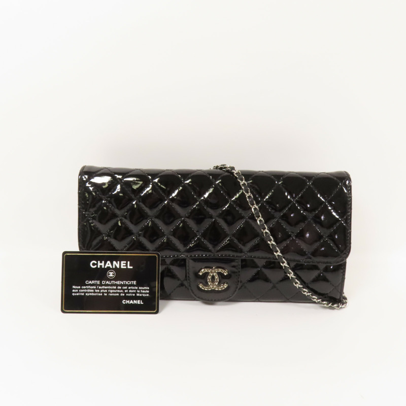 CHANEL 漆皮皮革WOC Wallet On Chain銀扣鏈帶肩背袋-8