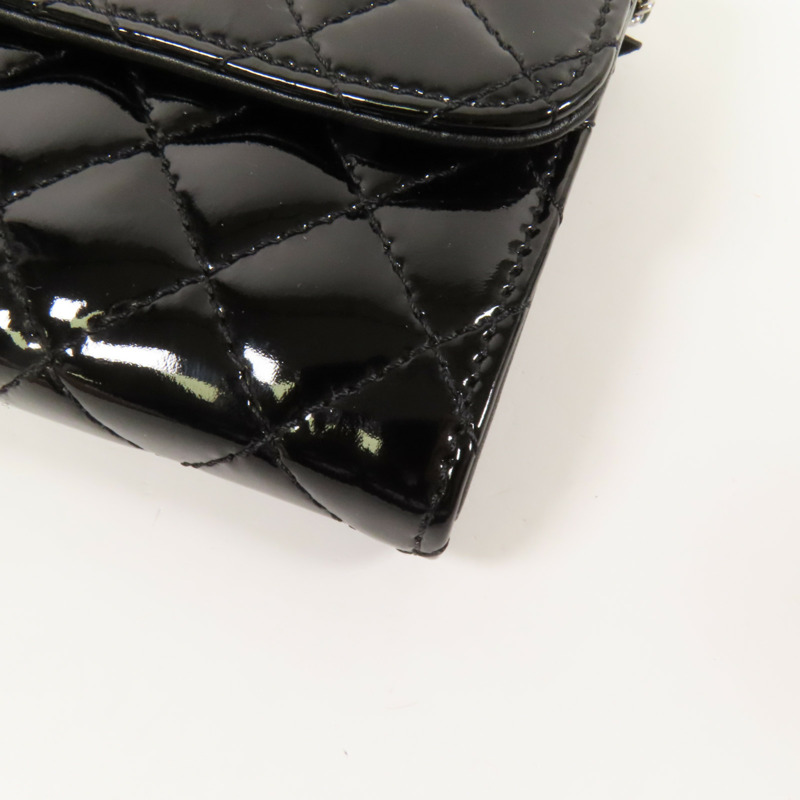 CHANEL 漆皮皮革WOC Wallet On Chain銀扣鏈帶肩背袋-11