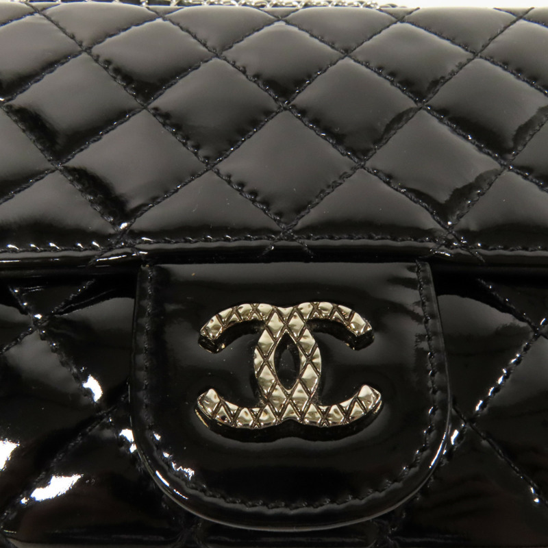 CHANEL 漆皮皮革WOC Wallet On Chain銀扣鏈帶肩背袋-14