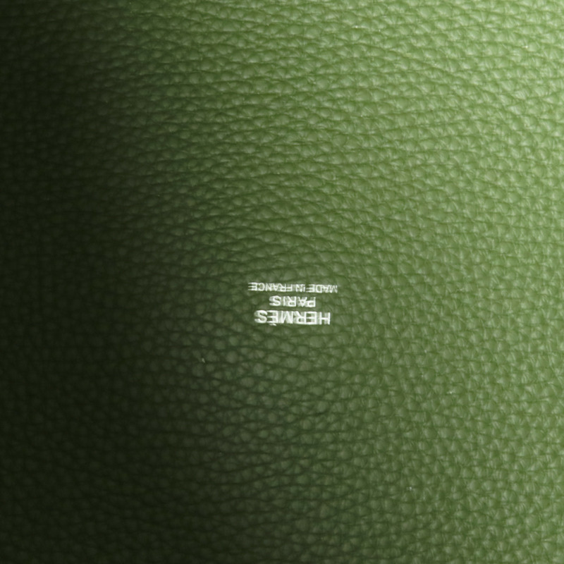 HERMES Clemence皮革Picotin GM銀扣手挽袋Olive Green-13