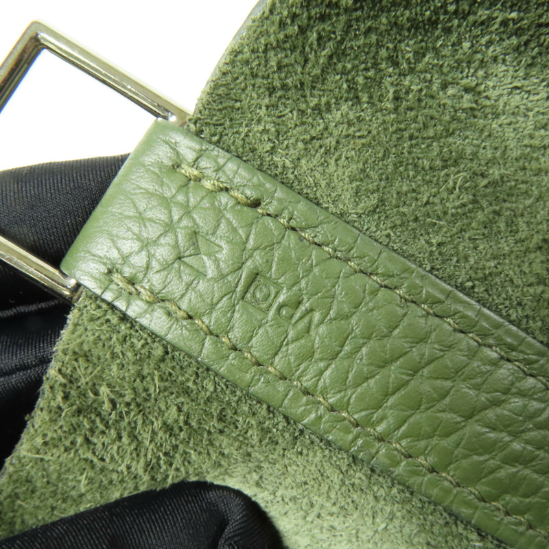 HERMES Clemence皮革Picotin GM銀扣手挽袋Olive Green-14
