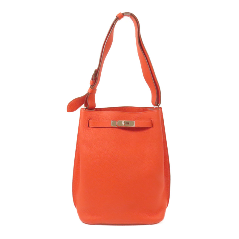 HERMES Togo皮革So Kelly 22銀扣肩背袋Capucine-0