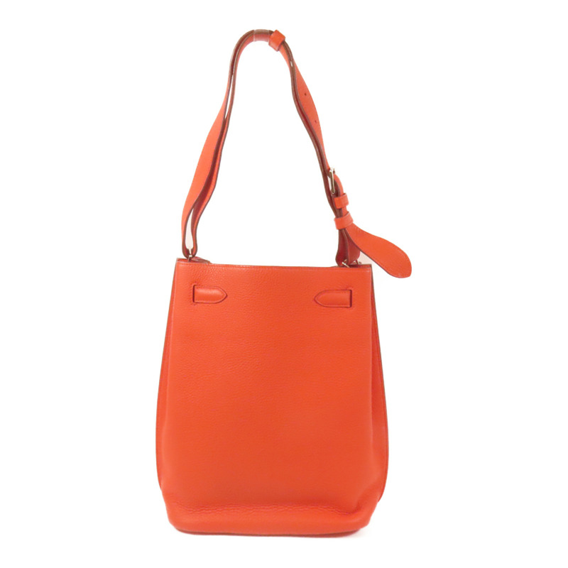 HERMES Togo皮革So Kelly 22銀扣肩背袋Capucine-1