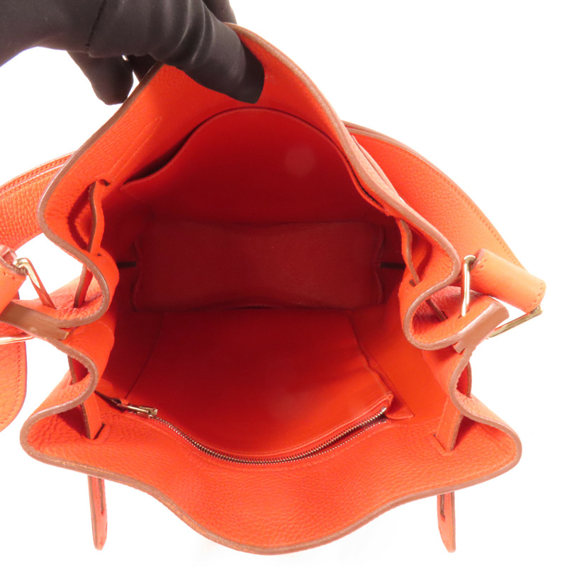 HERMES Togo皮革So Kelly 22銀扣肩背袋Capucine-4