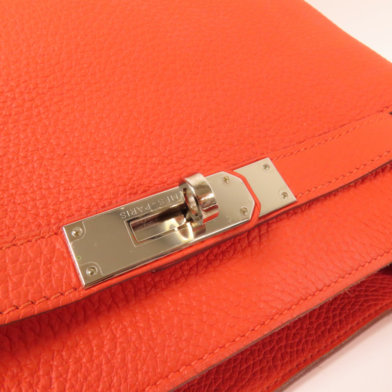 HERMES Togo皮革So Kelly 22銀扣肩背袋Capucine-6