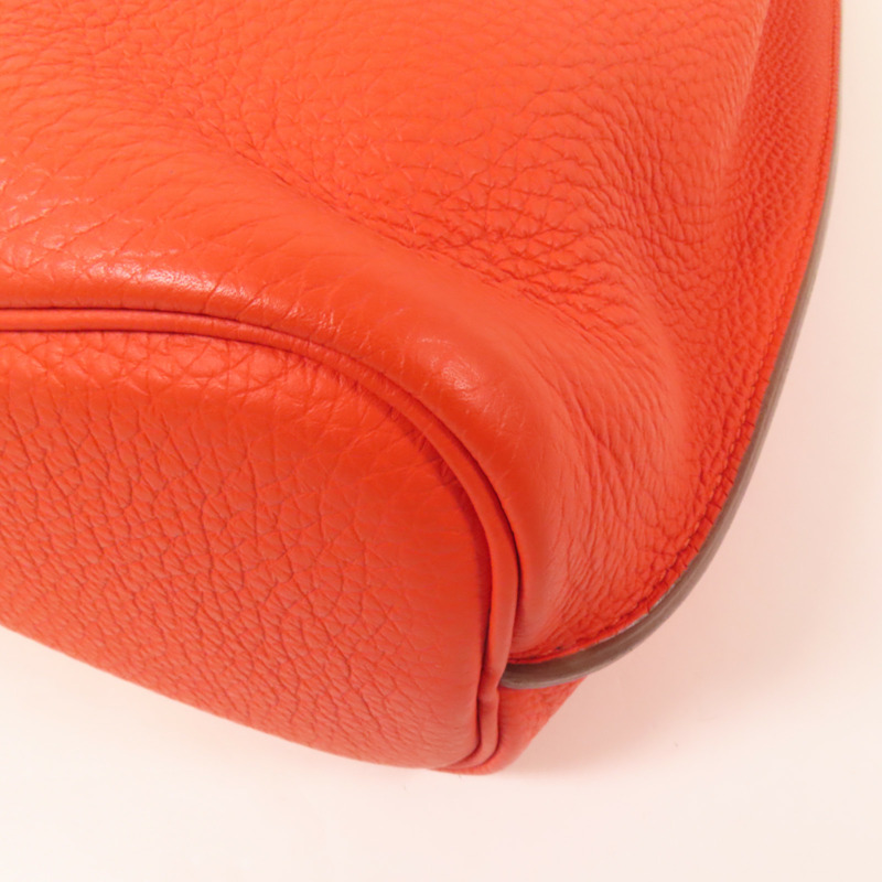 HERMES Togo皮革So Kelly 22銀扣肩背袋Capucine-9
