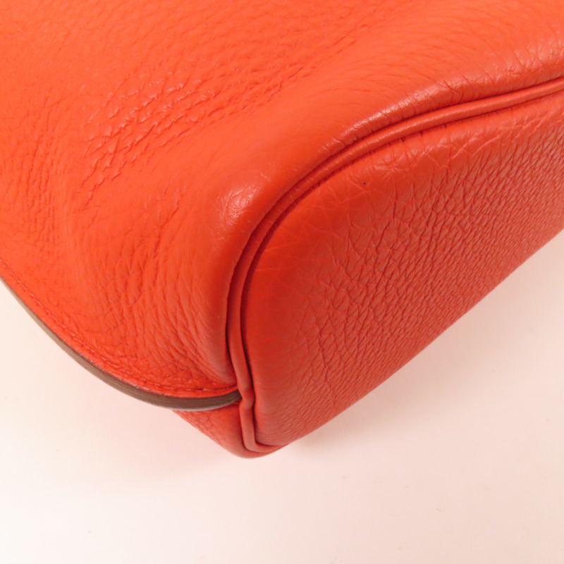 HERMES Togo皮革So Kelly 22銀扣肩背袋Capucine-10