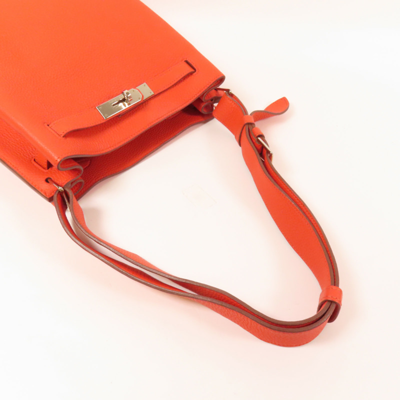 HERMES Togo皮革So Kelly 22銀扣肩背袋Capucine-12